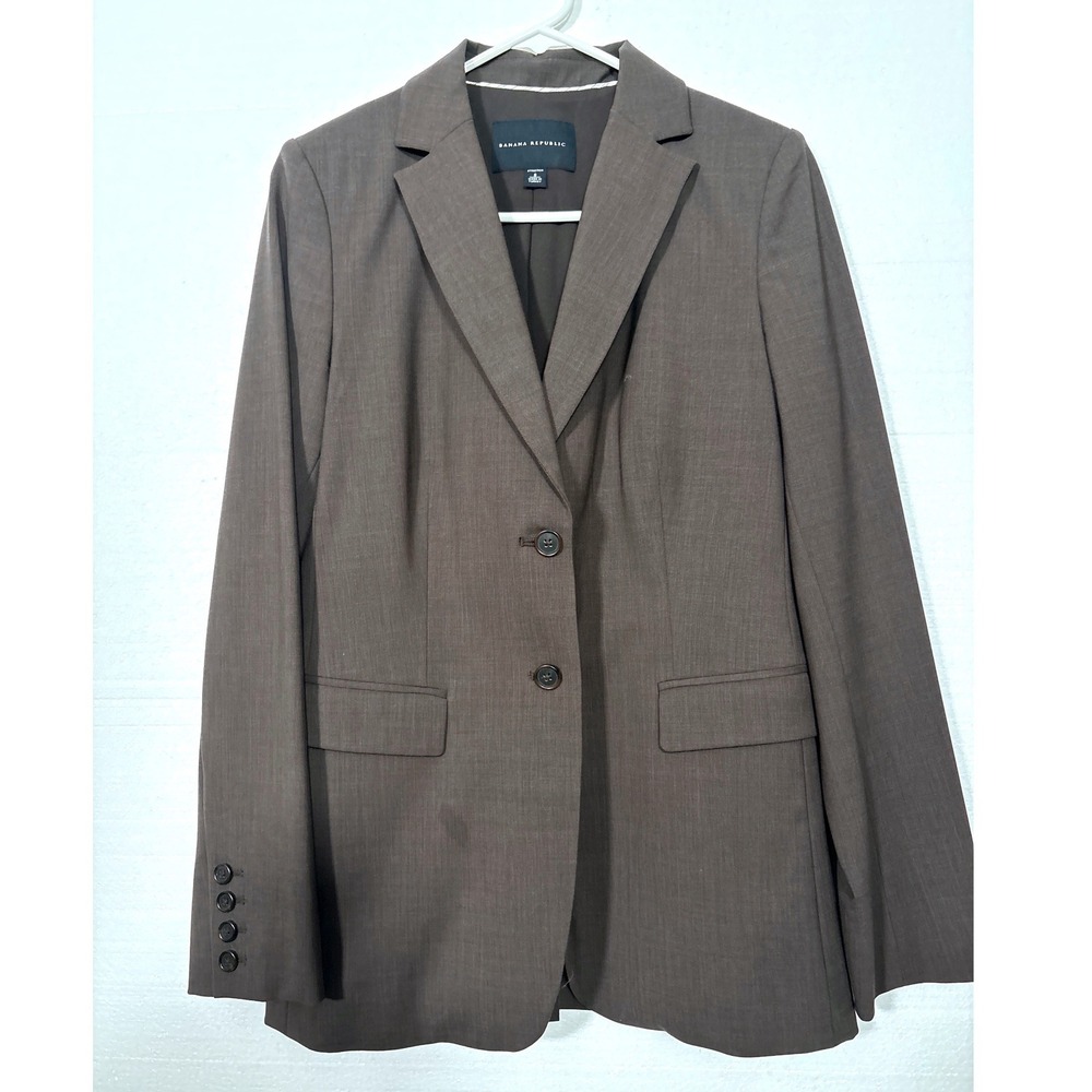 Banana Republic Blazer Women 8 Brown Wool Blend Two Button Lined Stretch Jacket